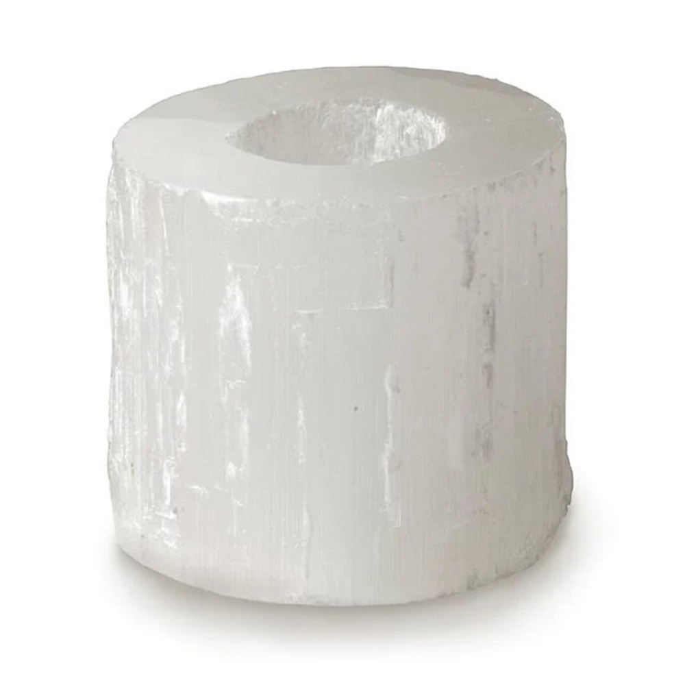 Raw Selenite Crystal White Natural Tealight Candle Holder